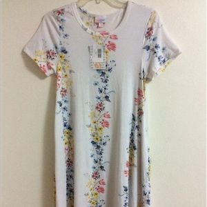 LuLaRoe Jessie Dress White Floral Stripes XS NWT